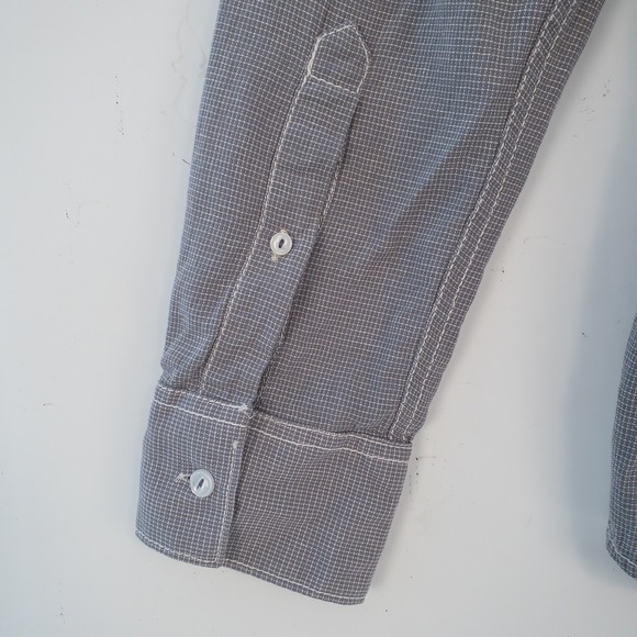 American Rag Button Up Shirt Mens Large Gray Micro Grid Long Sleeve Cotton - Picture 6 of 11